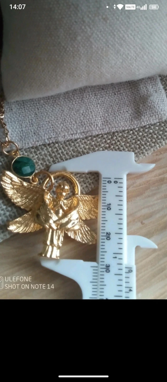 Collier ange ailé avec pierre d'émeraude naturelle + carte – photo 3